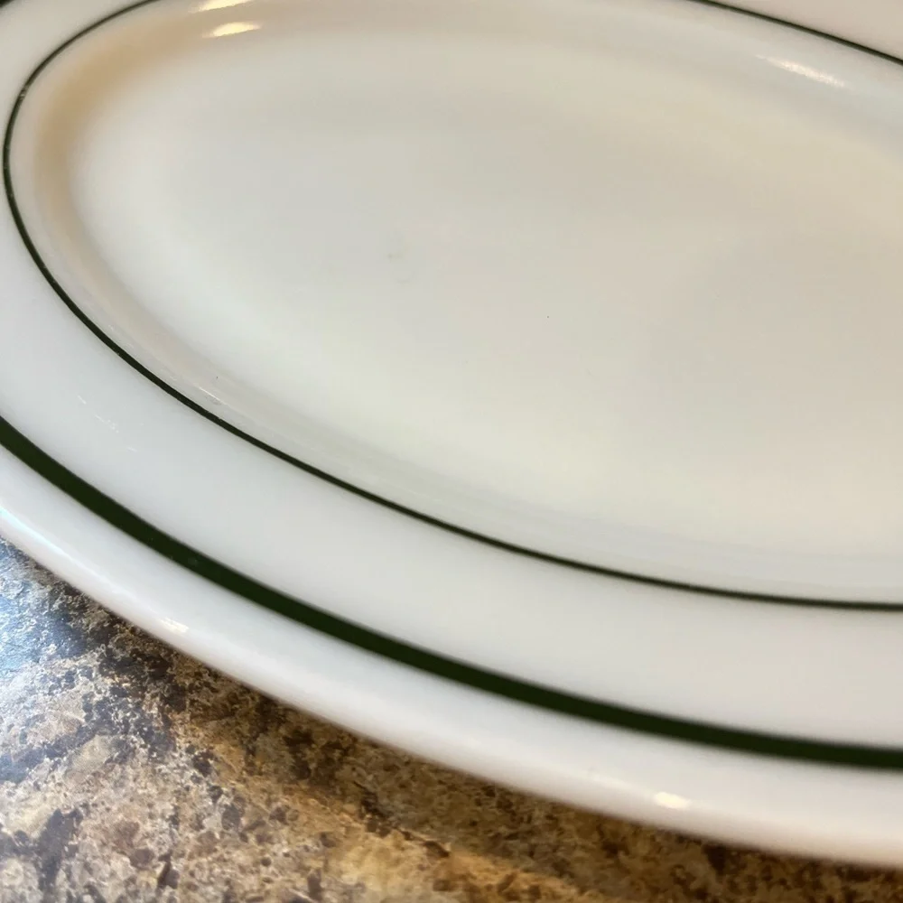 Vintage PYREX Tableware 11.5” Serving Platter Green Ring Pattern
